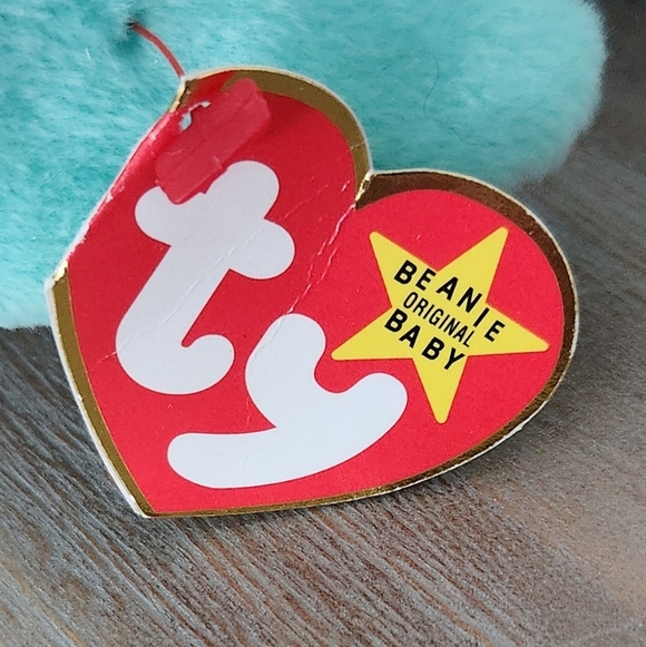 π° TY Beanie Baby β "Hippity" the Aqua Plush Bunny (1996) β Vintage Collectible - Picture 9 of 13